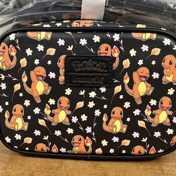 Loungefly Pokemon Charmander Black Floral Crossbody Bag NWT - Picture 4 of 13